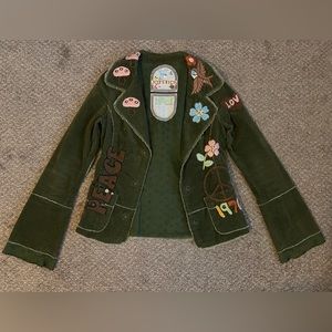 Joystick hand-embroidered hippie corduroy blazer